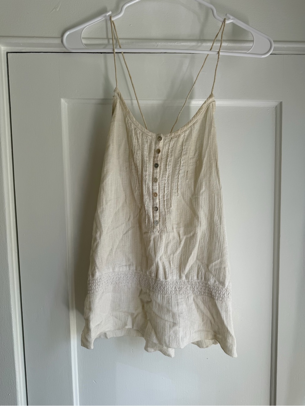 Abercrombie Cotton Cream Button-Front Spaghetti Strap Women's Top